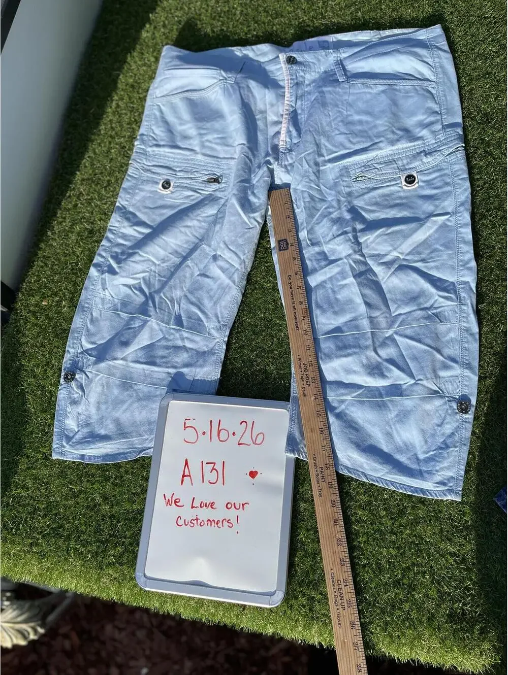 Risole capri Light Blue Corduroy Pants flaw
